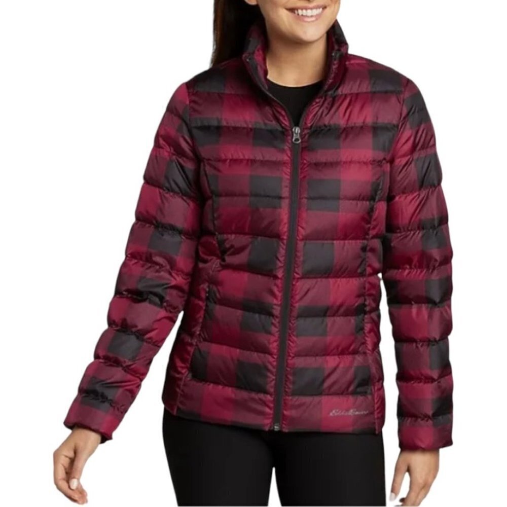 ** 𝅺Eddie Bauer EB 650 Red Buffalo Plaid CirrusLite Down Fill Puffer Size XS